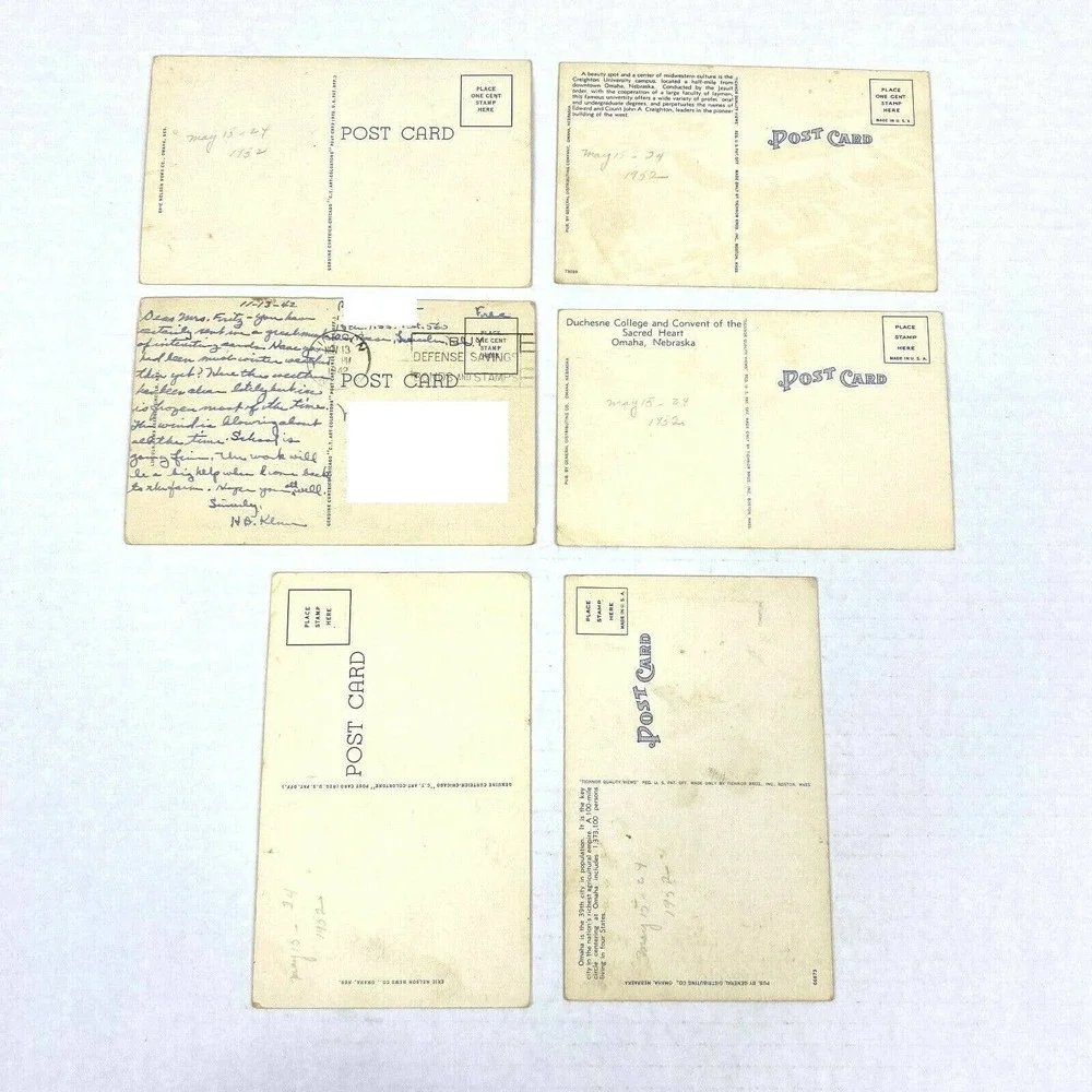 Vintage Lot of 6 Omaha Nebraska 1940s to 1950s USA Travel Postcards Fair‎ Cond.